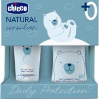 Chicco Set Cosmética Natural Sensation Pañal, Con Gel y Champú Sin Lágrimas 200 ml y Pasta Calmante 100 ml para Bebés, Set Cambiado De Pañal, Idea Regalo Recién Nacido