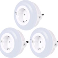 Emotionlite Luz de noche Enchufe con Sensor Crepuscular LED Lámpara de noche Niños protegen,Auto/ON/OFF con Sensor Crepuscular 4 Brillo ajustable Blanco cálido 2700K 3 paquetes