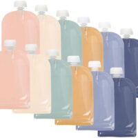 Jané Bolsas Reutilizables para Comida Bebé, 12 unidades, Capacidad 100 ml, Fácil de Rellenar, Apertura Inferior con Cierre Hermético