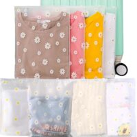 KEYRI 20 Piezas Bolsas de Almacenamiento de Viaje para Guardar Ropa Organizadores de Embalaje de Viaje Ziplock Reutilizable de Transparente para Almacenar Bragas Zapatos Cosmético (Floral)
