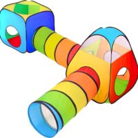 NUBUNI 4 en 1 Tienda Campaña Infantil : 2 Casitas Tela + 2 Tunel de Juego para niños : Plegable Parque Bebe Bolas Infantil Jardín Exterior Interior Juguetes Tipi B