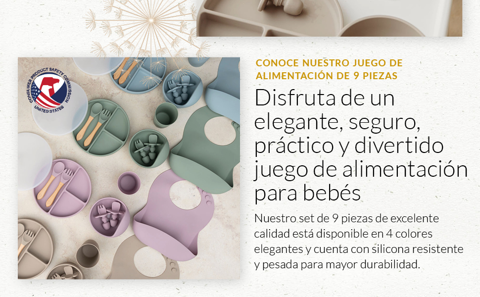 Conjunto alimentación bebé silicona 