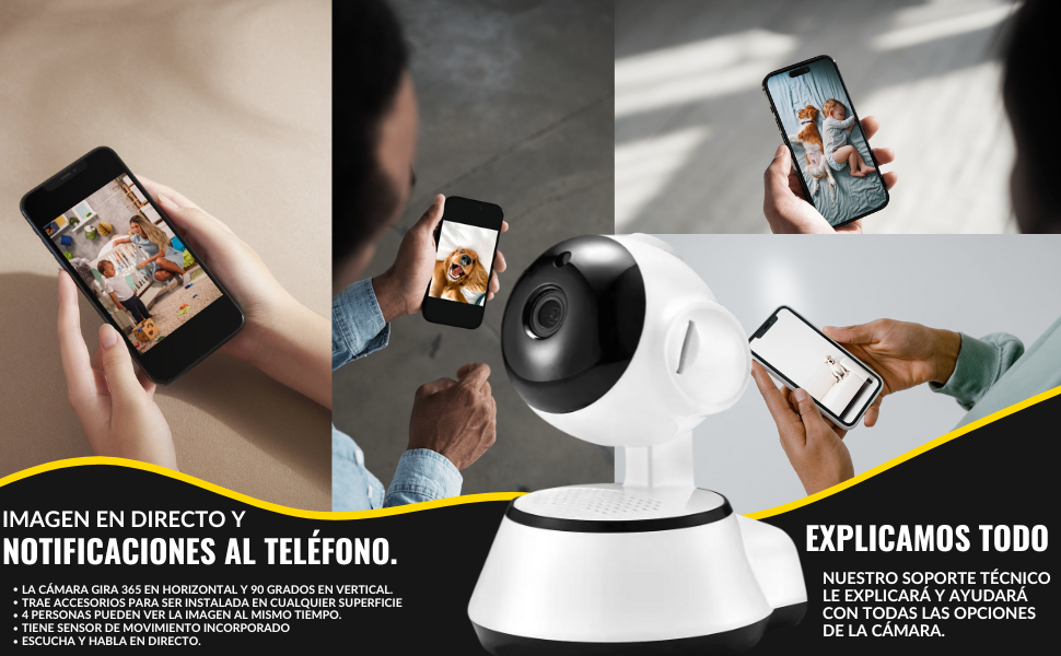 Camara de Vigilancia Wifi Interior Con detección de Movimiento y Visión Nocturna