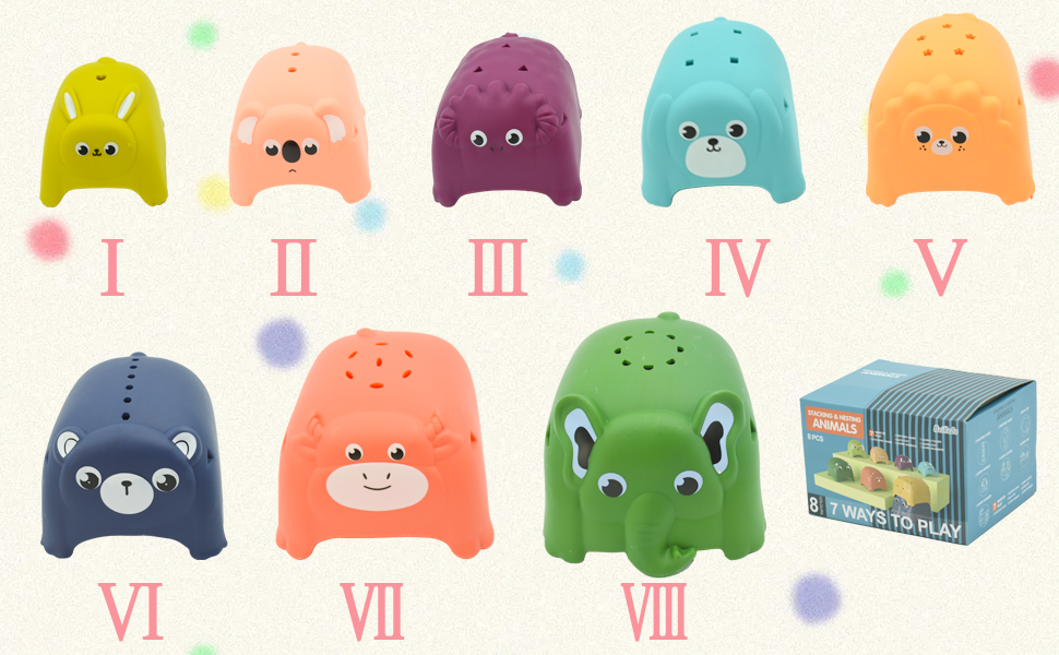 Vasos apilables de animales