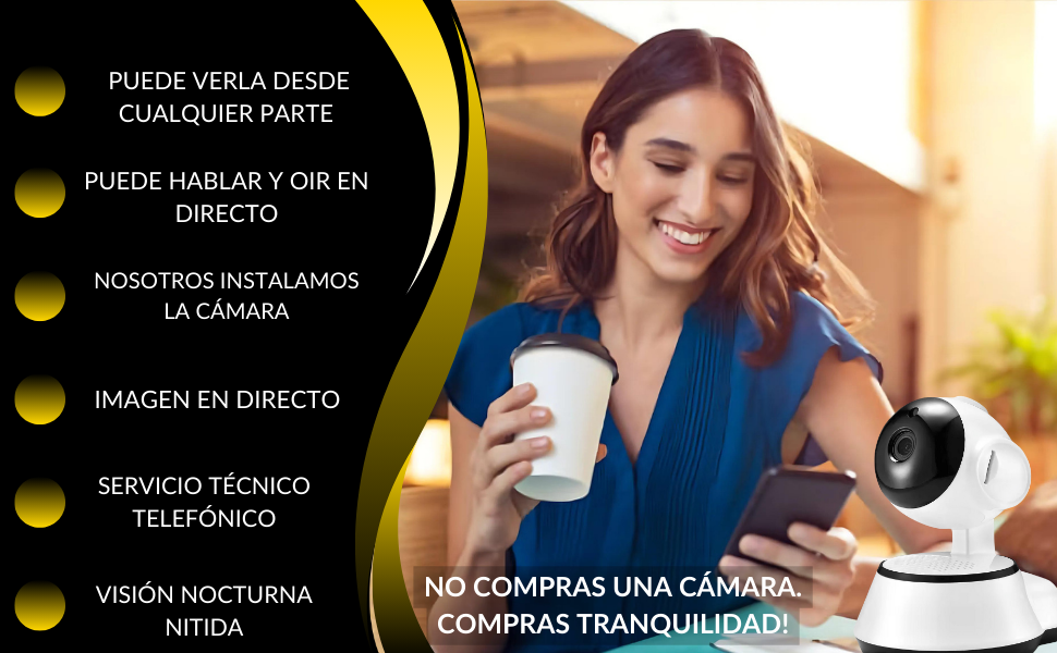 Camara de Vigilancia Wifi Interior Con detección de Movimiento y Visión Nocturna