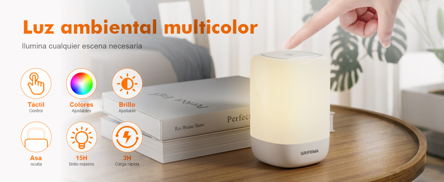  Lámpara de Mesa Recargable para Dormitorio