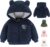 Gajaous Chaqueta con capucha de lana de dibujos animados para bebés recién nacidos, niños y niñas, abrigo con orejas, prendas de vestir cálidas, abrigo con cremallera
