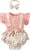 AIOIDI Conjunto Ropa Bebe Niña Recien Nacido Verano Floral Falda de Tirantes+ Manga Corta Volantes Mameluco +Diademas con lazo (0-24meses) 3 Piezas