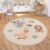 Paco Home Alfombra De Habitacion Bebe Infantil Niña Niño De Juego Antideslizante Arcoíris Motivo Animal Lunares, tamaño:Ø 120 cm Redon, Color:Beige