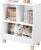 Lestarain Librería Montessori, Estantería Infantil para Libros, Librería para Niños con 3 Compartimientos y Patas de Madera Maciza, Organizador de Juguetes, Blanco, 71,5×34,5×77 cm
