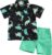XIXIMAON 2 PCS Conjunto de Ropa Verano para Bebé Traje Informal de Playa Camisa de Manga Corta con Pajarita y Estampado de Dibujo Animado + Pantalones Cortos para Niños Pequeños