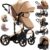 Veitoalioy Carrito Bebe 3 en 1, Portátil Cochecito Plegable, Carrito de Paisaje Alto Se puede empujar hacia adelante y hacia atrás, Cochecito de Bebé Conveniente y Multifuncional (588 Khaki)