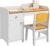 ZONEKIZ Conjunto de Escritorio de 2 Piezas Pupitre Infantil Escritorio para Niños Incluye Silla y Mesa con Cajón y Armario para Dormitorio Sala Blanco y Natural