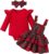 LUVCES Conjunto Faldas para Niñas Recién Nacidas Manga Larga/Corta Top con Volantes + Cuadros/Osos Cariñosos Vestido con Tirantes Otoño Invierno Ropa Trajes