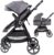 Carrito Bebe 2 en 1 Interbaby | Silla Paseo desde Nacimiento hasta 48 meses o 22 kg | Capazo Acolchado, Amortiguadores, Asiento Ajustable | Cochecito bebe Modelo Versa Gris