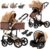 Carrito Bebe 3 en 1, Carro Bebe 3 Piezas con Empuje Reversible de Dos Vías, Carrito Bebe con Estructura de Aleación de Aluminio, Cochecito Bebe 3 Piezas Para Recién Nacidos (588 Khaki New)