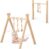 COSTWAY Gimnasio para Bebé de Madera Centro de Actividade con Juguete para Bebé de Más de 3 Meses, Arco de Juguete Plegable de Madera para Bebé con 3 Juguetes Extraíbles para Niños (Natural)