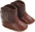CreoQIJI Botas occidentales de piel para bebé, botines de vaquero, suela suave, sin deslizamientos, para bebés y niñas