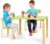 Giantex Juego de Mesa y 2 Sillas para Niños, Conjunto de Asientos de Madera para 3+ Años, Diseño de Esquinas Redondeadas, Muebles Infantil para Casa y Guardería (Verde)