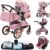 GLOKID Carrito bebé 3 en 1, Carro, Carrito bebé 3 Piezas, Silla Paseo, Sistema de viaje, Plegable (XIN X1 Rosa)