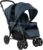 GOPLUS Carrito Gemelar, Silla de Paseo para Gemelos con Respaldo Ajustable, Toldo y Cinturón de Seguridad de 5 Puntos, Cochecito Doble Plegable para Bebés de 0-3 Años (Azul)