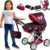 Kinderplay – Cochecito de Juguete, con Mango de Cochecito Entre 36,5 y 64 cm, con Toma Suave, 3 en 1, KP0200G