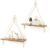 Mkono Juego de 2 estantes Colgantes de macramé para decoración de Pared Bohemia de Madera rústica Flotante para Dormitorio, baño, Sala de Estar, Cuarto de bebé, Dormitorio, Estante de exhibición
