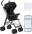 OHMG – Cochecito de caña de 0 a 4 años, 0 – 22 kg, cochecito ligero y compacto, respaldo reclinable, arnés de 5 puntos, plegable para viaje con toldo y mosquitero, ruedas antideslizantes