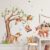 Pegatinas de Pared Animales de la Jungla Árbol Vinilos Decorativos Safari Zorros Mapaches Monos Ardillas Ciervos Adhesivos Pared Habitación Infantiles Niño Bebé