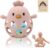 Pollito Sonajero y Mordedor de Silicona para Bebés, Regalo Recién Nacido, Sonajero para Bebé a partir de 0-3 meses, Juguete Mordedor, Teether Baby, Montessori Bebe (Rosa con Bolita)