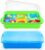 QGGTQG Caja de arena con tapa Sensory Bin con tapa para niños, bandeja de plástico, cubierta para caja de arena, caja de arena, contenedor para agua, arena, perlas y más (verde y azul)