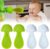 QOMJUFA 4 Pcs Cucharas de Silicona para Bebés y Accesorios para Bolsas de Comida, Cuchara Silicona Bebé, Cuchara Bebe, Fáciles de Limpiar, Antifugas, Ideales para Alimentación (blanco + Azul)