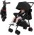 Silla de Paseo, Carrito para bebé, Posición reclinada y Tumbada, Carro Plegable, Ligero – 4,45kg, Compacto, Tamaño de Cabina, Negro