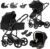 Sistema de Viaje 3 en 1 Silla de Paseo Cochecito de Bebé 3 en 1 Carrito con Capazo para Recién Nacido Cochecito de Viaje Portátil Plegable con Paisaje Alto de Lujo Real (588 Black New)