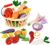 Smartwo Verduras Madera para Niños con Cesta, Comida Alimentos Juguete con Imán para Cortar, Accesorios de Cocinita Tienda y Picnic para Infantil, Juego de Frutas y Verduras, Regalo Bebé 2 3 4 5 Años