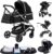 YAZOCO Carrito de Bebé 3 en 1, Cochecito de Bebé Combinado Compacto Todoterreno Lujoso Paisaje Alto Cuatro Veces 0-36 Kg Sillas de paseo BastóN Plegable Accesorios CóModos (3 Negro)