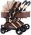 YCKEGEW Cochecito Gemelar Reversible,Cochecito Doble para Bebé Y Niño Pequeño Cochecito Desmontable Lado A Lado Asientos Reclinables Multiposición, Cochecito Plegable Trolley (Color : Bruin)